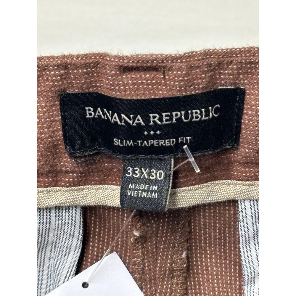 NWT Banana‎ Republic Grayson Slim Tapered Fit Pants Mens 33x27* Brown Micro